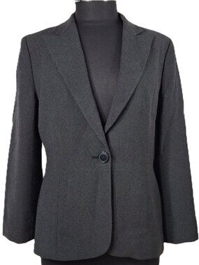 Anne Klein Sz 12 Tailored One Button Career Suit Blazer Jacket Lined Vintage